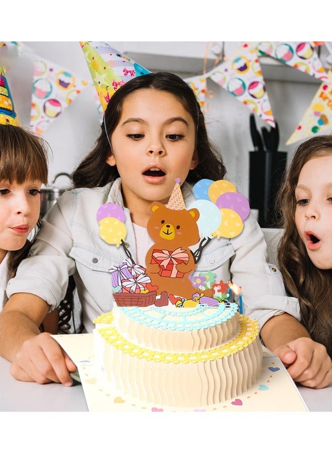 3D Pop-Up Birthday Card with Cute Bear & Balloon Cake – Adorable Stand-Up Birthday Greeting Card - Image 3