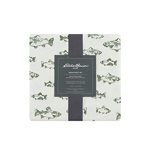 Eddie Bauer - Full Sheets, Cotton Flannel Bedding Set, Brushed For Extra Softness, Cozy Home Decor (School of Fish, Full) - Image 4