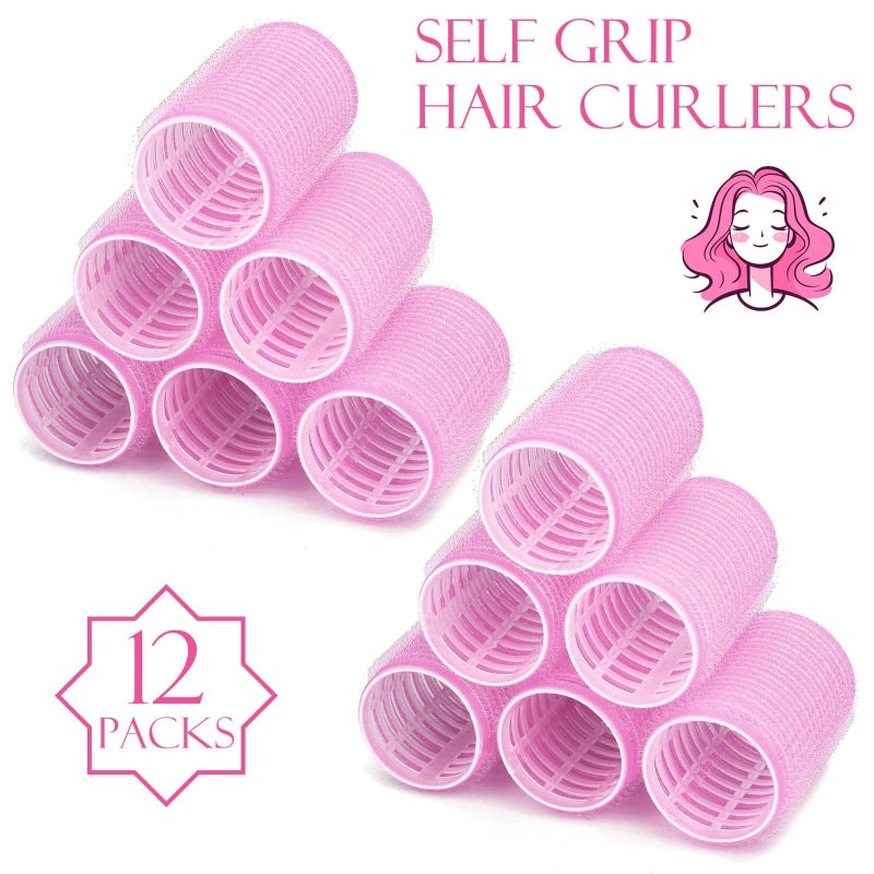Acejoz Hair Curlers Rollers, 12Pcs Hair Rollers Hair Curlers Self Grip Holding Rollers with 12 Pcs Hair Clips for Long Medium Short Thick Fine Thin Hair Bangs Volume - Image 2