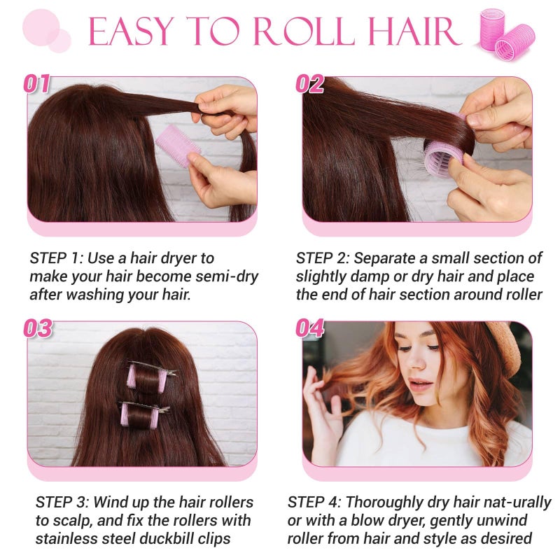 Acejoz Hair Curlers Rollers, 12Pcs Hair Rollers Hair Curlers Self Grip Holding Rollers with 12 Pcs Hair Clips for Long Medium Short Thick Fine Thin Hair Bangs Volume - Image 5