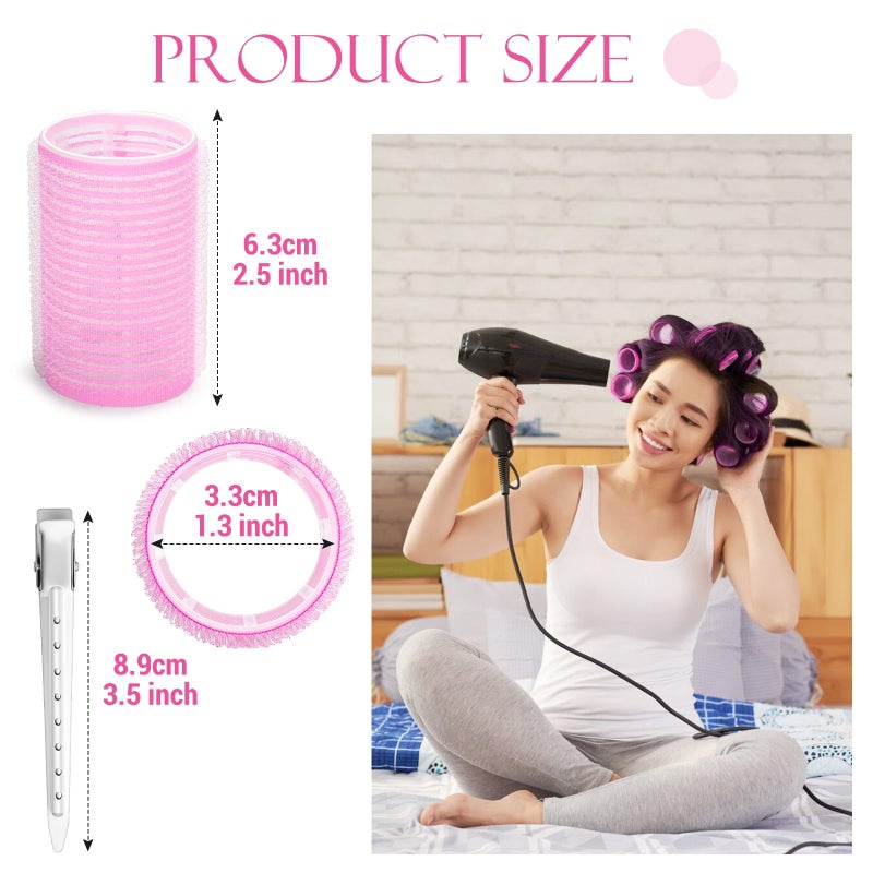Acejoz Hair Curlers Rollers, 12Pcs Hair Rollers Hair Curlers Self Grip Holding Rollers with 12 Pcs Hair Clips for Long Medium Short Thick Fine Thin Hair Bangs Volume - Image 3
