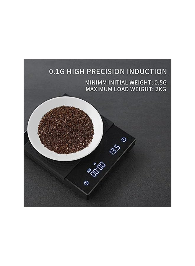 PROMASS Scale with Timer 2kg,0.1g Digital Hand Drip Coffee Gram Scales with USB Output Waterproof Multifunction Espresso Coffee Scale Kitchen Scale with Silicone Pad (Black) - Image 2