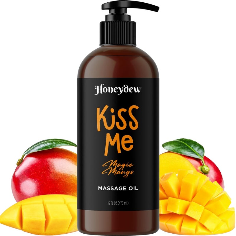 Maple Holistics Mango Sensual Massage Oil for Couples - Alluring Tropical Full Body Massage Oil for Date Night and Nourishing Body Moisturizer with Sweet Almond - Vegan Non Staining Non Greasy Smooth Gliding Formula - Image 1