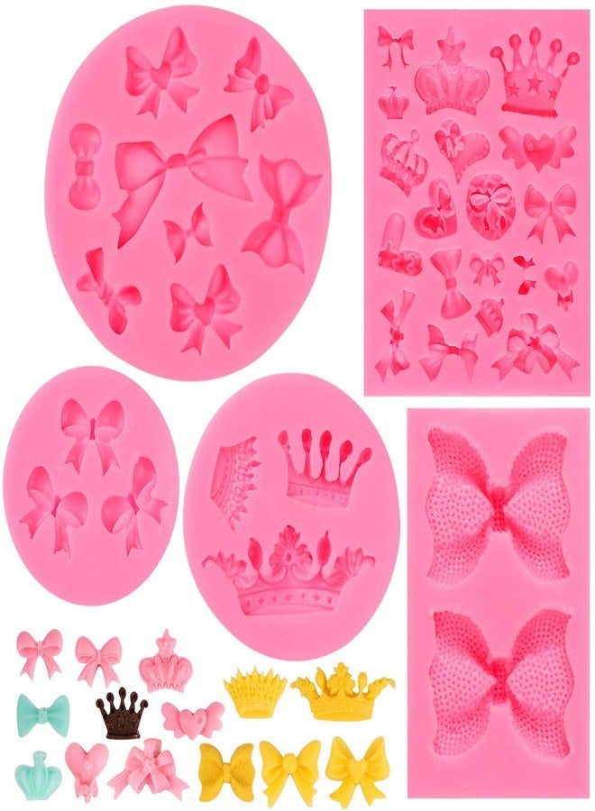 Elfkitwang Bow Silicone Fondant Mold Crown Chocolate Candy Mold Cupcake Top Decoration, Pastry, Biscuit Decoration, Chocolate, Jewelry, DIY Craft Items, Birthday Parties. - Image 1