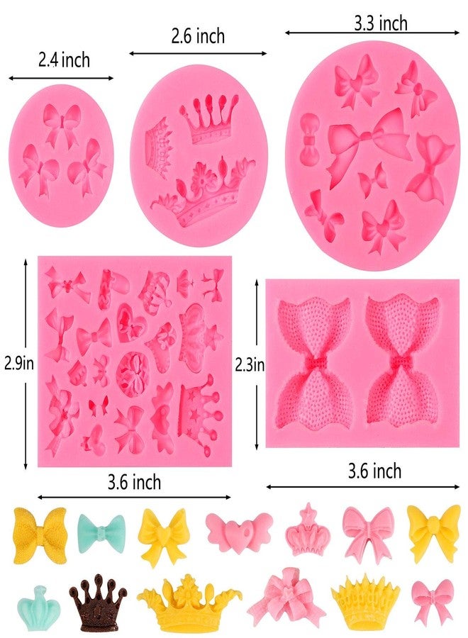 Elfkitwang Bow Silicone Fondant Mold Crown Chocolate Candy Mold Cupcake Top Decoration, Pastry, Biscuit Decoration, Chocolate, Jewelry, DIY Craft Items, Birthday Parties. - Image 2