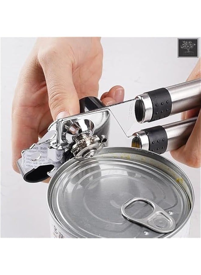 بيوينتي متعددة الوظائف الفولاذ المقاوم للصدأ المهنية القصدير يمكن فتح المطبخ الحرفية سهلة قبضة فتح علب زجاجة فتح، الفضة الأسود - Image 2