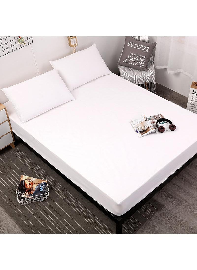 Generic Waterproof Fitted Sheet Machine Washable Solid Color Mattress Protector Urine Care Sheet Suitable For Hotels Homestays Hihome White  - Image 3
