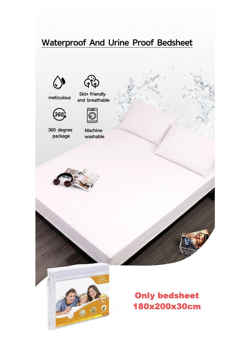 Generic Waterproof Fitted Sheet Machine Washable Solid Color Mattress Protector Urine Care Sheet Suitable For Hotels Homestays Hihome White  - Image 1