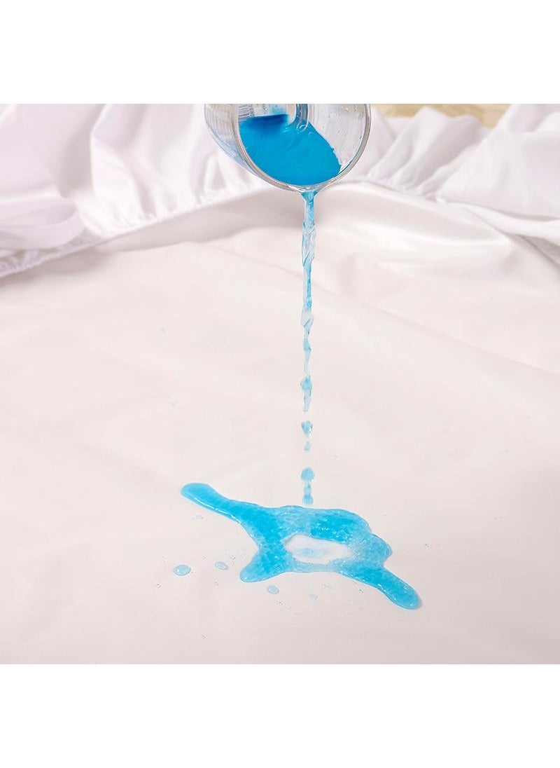 Generic Waterproof Fitted Sheet Machine Washable Solid Color Mattress Protector Urine Care Sheet Suitable For Hotels Homestays Hihome White  - Image 4