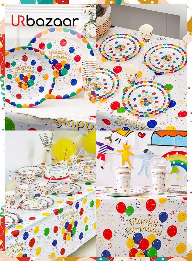 URbazaar 162 Pcs Disposable Party Dinnerware Set Paper Plates Cups Napkins Tablecloth Straws Birthday Party Supplies Decorations for 20 Guests - Image 4