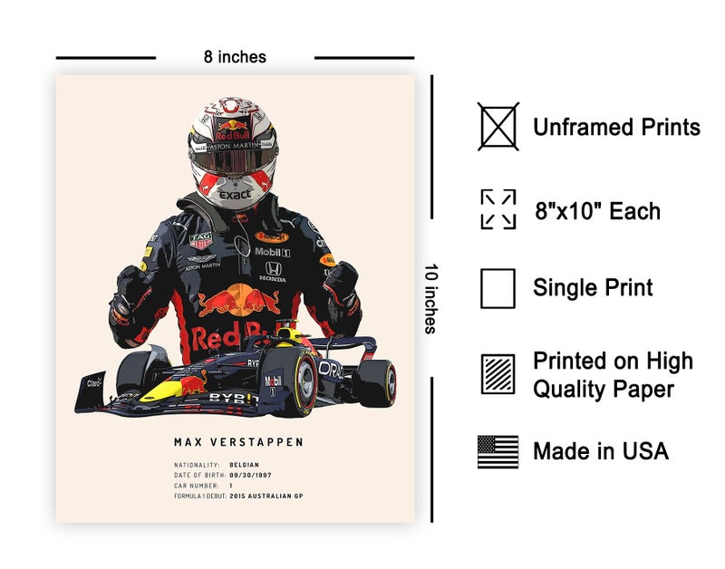 Poster Master Racing Driver Print - Sports Car Poster - Race Car Art - Gift for Men & Women - Minimal Art - Decor for Office, Living Room, Dorm or Garage - 8x10 UNFRAMED Wall Art - Image 2