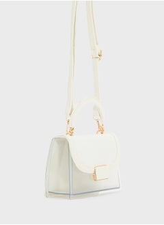 ELLA Clear Satchel With Tweed Flap  - Image 3