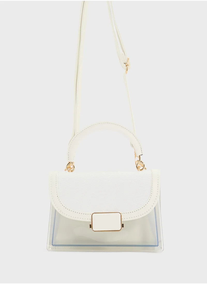 ايلا Clear Satchel With Tweed Flap