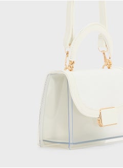 ELLA Clear Satchel With Tweed Flap  - Image 4