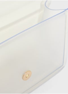ELLA Clear Satchel With Tweed Flap  - Image 5