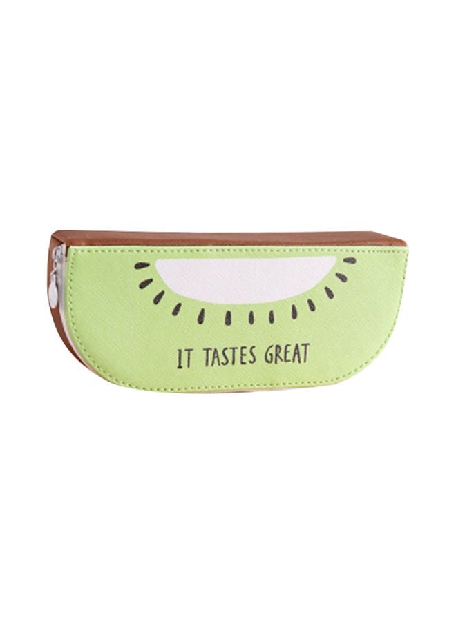 NIBEMINENT Kawaii Fruit PU Leather School Pencil Case Green/Brown
