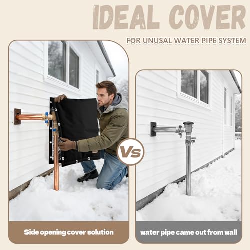 DEMEDO Backflow Preventer Insulation Cover - 2 Way Opening Pipe Insulation Cover for Irrigation Valve, Sprinkler Cover for Outside - Winter Freeze Protection Backflow Cover - 16" W x 20" H, Black - Image 3