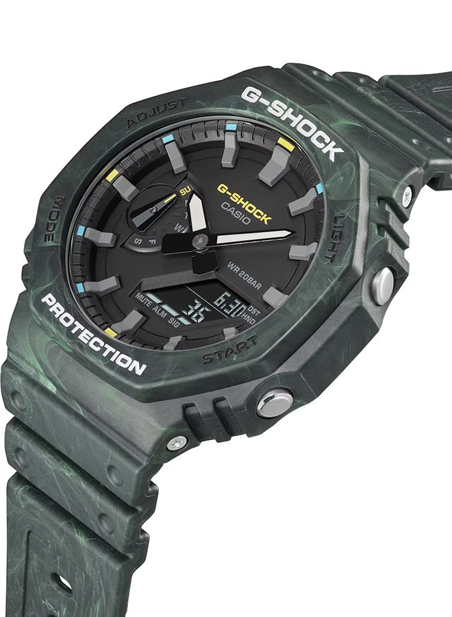 CASIO ساعة يد رجالية من الراتنج، أنالوج+رقمية، على شكل سداسي الشكل، GA-2100FR-3ADR - 45.4 ملم - Image 2