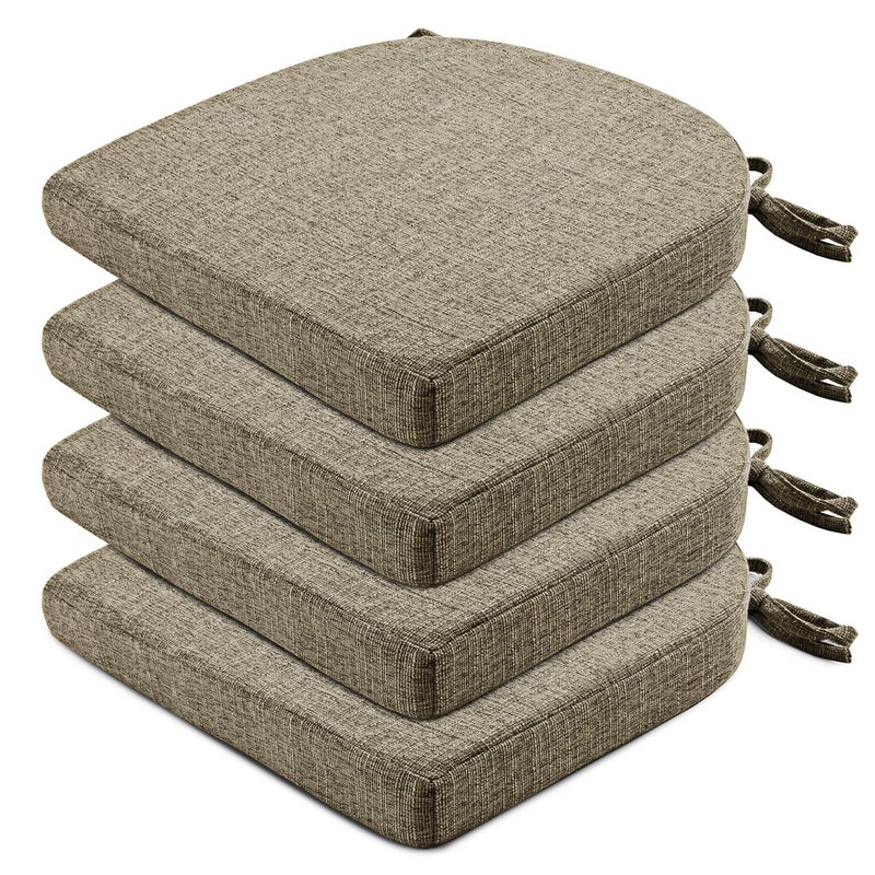 Wellsin Chair Cushions for Dining Chairs 4 Pack  Kitchen Chair Cushions with Ties and NonSlip Backing  Dining Chair Pads 16X16X2 Khaki