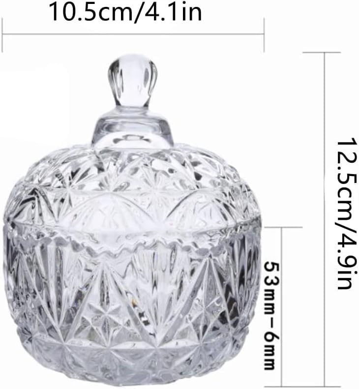 Prachi Enterprise Prachi Enterprise Crystal Candy Jar with Lid Glass Candy Dishes Sugar Bowl Chocolate Cookie Jar Food Containers Wedding Candy Buffet Jar Clear Set of 2 Bowls with Tray  - Image 2