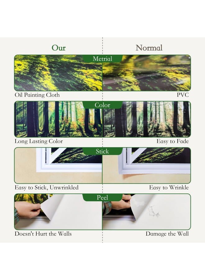 WRIGAEL Fake Window for Walls Faux Window Decal Windows Poster Picture Open Window Wall Art Decor, Stick and Peel Wallpaper Nature Wall Decol Forest Lake Scene Mural, 32"x48" - Image 5