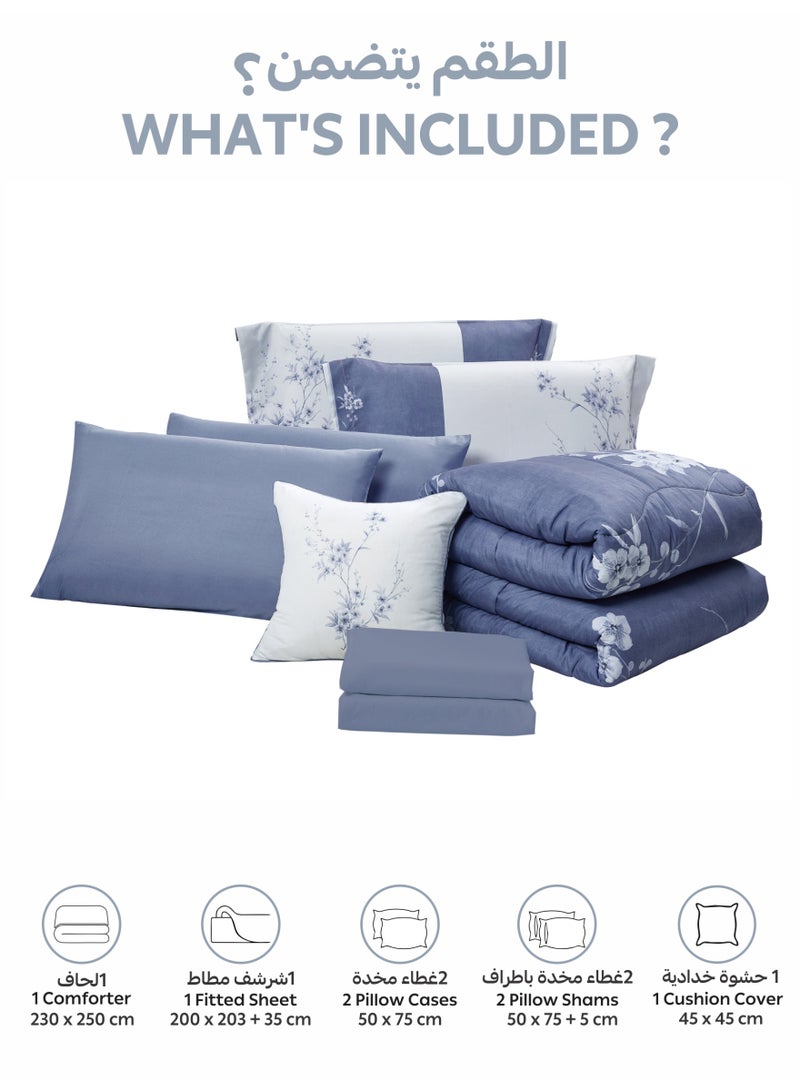 دوناتيلا طقم مفرش سرير كامل 6 قطع مقاس مزدوج 240×260 سم , مايكروفايبر ناعم , تطريز مشجر انيق يناسب سرير 200×200سم - Image 4