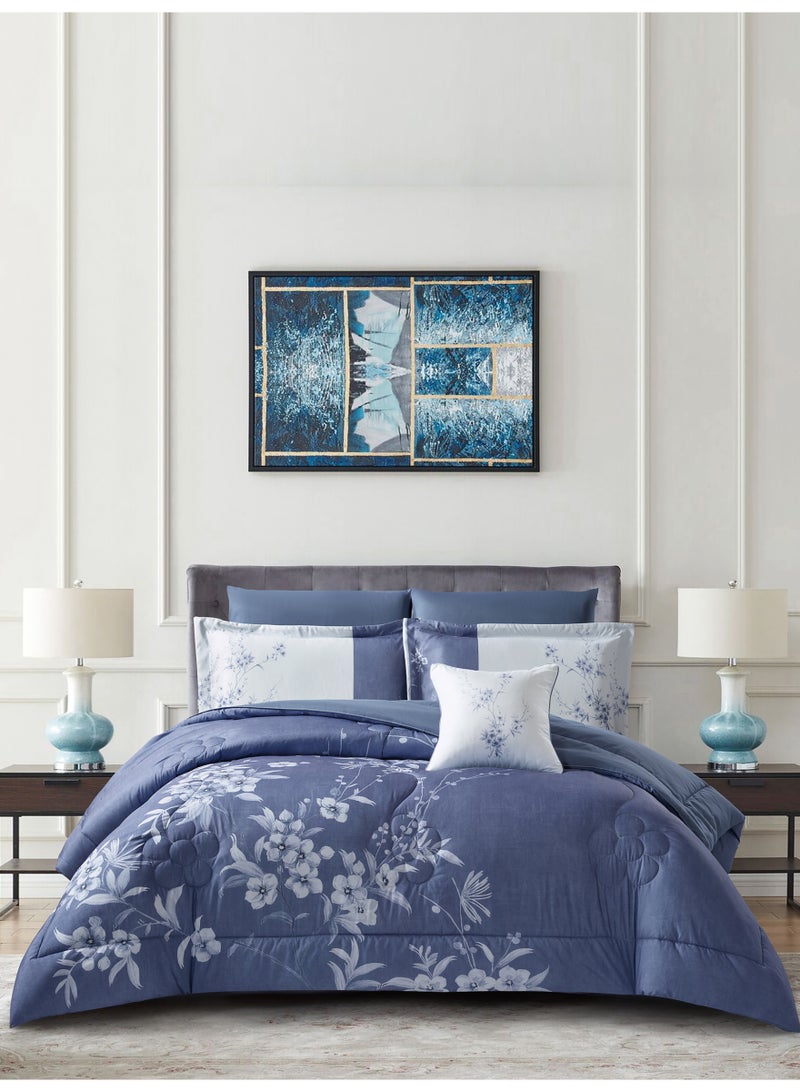 دوناتيلا طقم مفرش سرير كامل 6 قطع مقاس مزدوج 240×260 سم , مايكروفايبر ناعم , تطريز مشجر انيق يناسب سرير 200×200سم - Image 1