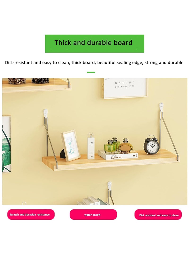 شو وو 3 عبوات من الأرفف العائمة المثبتة على الحائط من الخشب بدون حفر، رف تخزين رف معلق، رف عرض منزلي، رف نباتي، رف تخزين منزلي مع دعامة من الفولاذ المقاوم للصدأ للمنزل والمكتب - Image 5