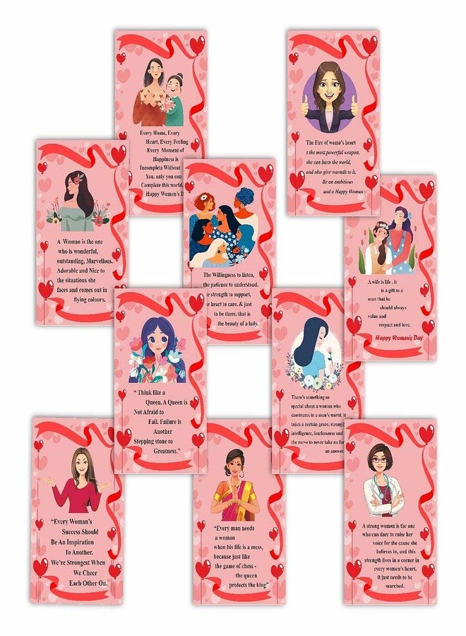 CVANU Express Your Love With Message Card/Notes/Story Women's Day Celebration Handmade Gift Idea For Your Loving Mother Wife Women Day And Other Special Occasion Set Of 10 Size (9 x 15cm) - Image 1