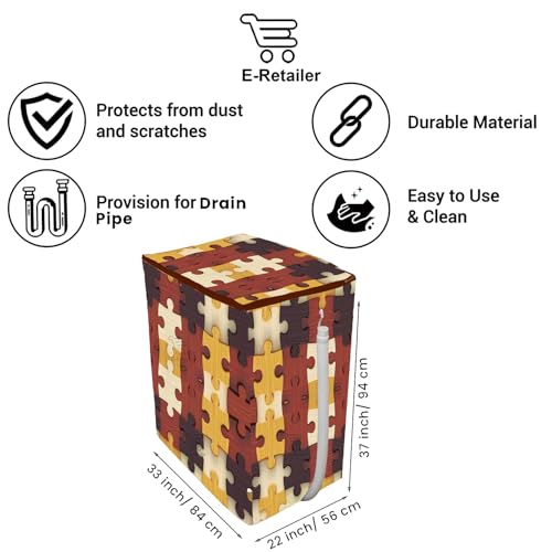 E-Retailer Washing Machine Cover for Semi-Automatic 5kg to 7.5kg | Light Weight Dustproof Cover with Zip Enclosure | Geometric Fully Automatic Washer Protector for Indoor Outdoor Use | Size 33x22x37 - Image 3
