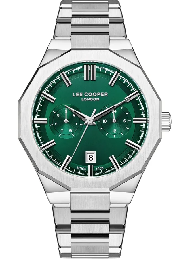 لي كوبر Lee Cooper Men's JP21-6 Movement Watch, Multi Function Display and Metal Strap - LC08018.370, Green