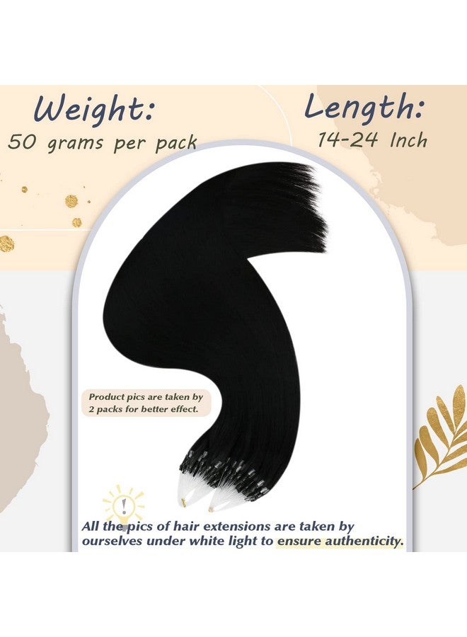 Ugeat Microlink Hair Extensions Human Hair Real Human Hair Extensions Micro Ring Hair Extensions Human Hair Straight Nano Rings Tipped Hair Jet Black #1 1g/1strand 50G/50Strands 22 Inch - Image 3