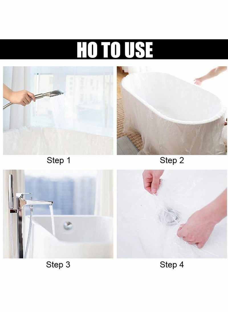 Disposable Bathtub Cover Liner, 50 Pcs Ultra Large Liner Plastic Bag, 120 x 260 cm Bath Tub Water Storage Bag or Hotel