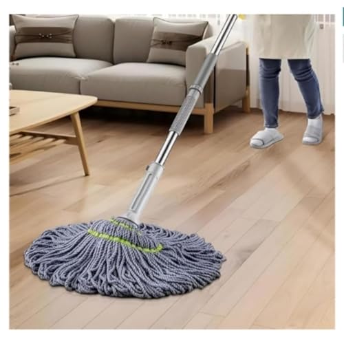 TECH LOGO ELECTRONICS 2 in 1 Self-Wringing Cleaning Mop Stick | Twist Microfiber Floor Cleaner | Wet & Dry Squeeze Rod with 360° Rotating Head & Extendable Stainless Steel Handle – Grey - Image 2