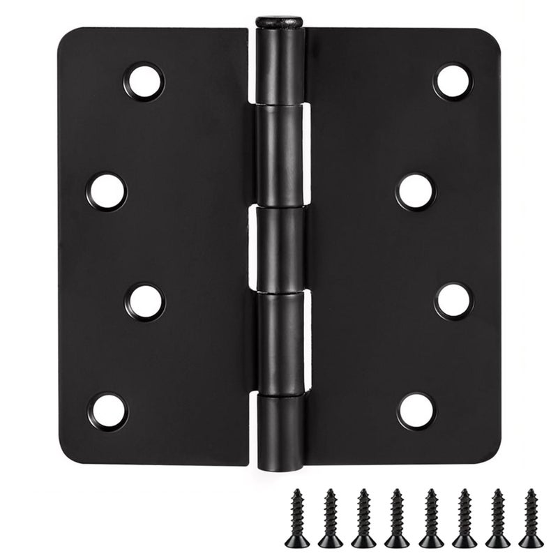Design House Interior Door Hinges 4.0 In. X 4.0 In. Rounded 1/4-In. Radius Steel Pre-Lubricated Door Hardware Matte Black 10-Pack 188953 - Image 1