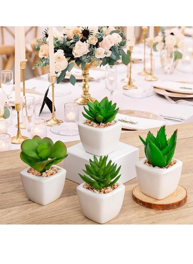 Set Of 4 Artificial Succulents Plant Plant Home Beautiful Pot Plant Artificial Small And Beautiful Plant In Ceramic Pots For Modern Home Table And Bathroom Rack - Image 1