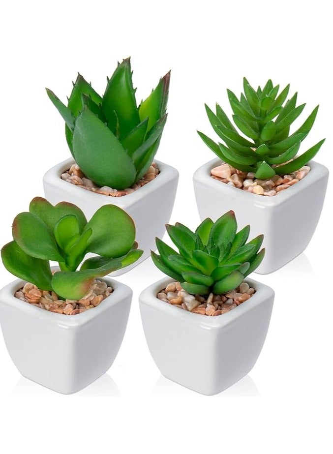 Set Of 4 Artificial Succulents Plant Plant Home Beautiful Pot Plant Artificial Small And Beautiful Plant In Ceramic Pots For Modern Home Table And Bathroom Rack - Image 3
