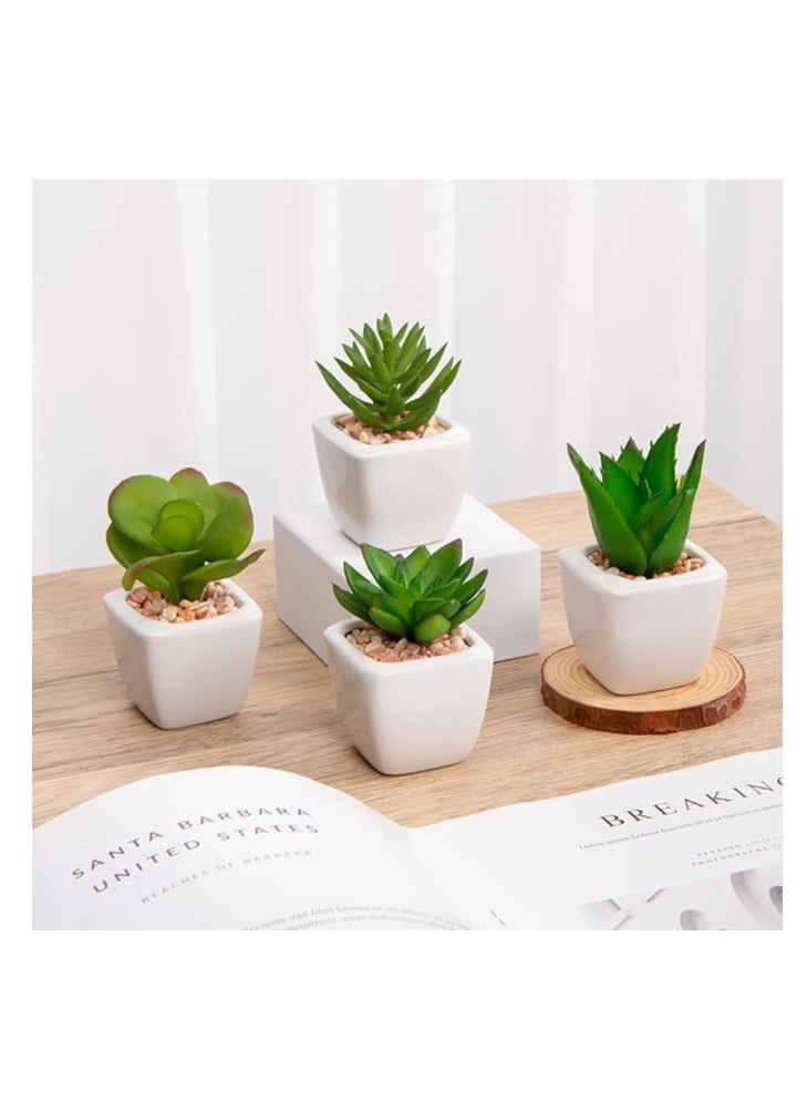 Set Of 4 Artificial Succulents Plant Plant Home Beautiful Pot Plant Artificial Small And Beautiful Plant In Ceramic Pots For Modern Home Table And Bathroom Rack - Image 4