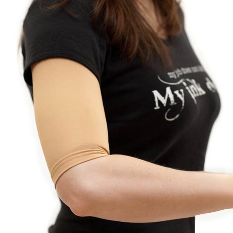 Tatjacket Tattoo Cover Up Concealer Sleeve, Upper Arm or Calf coverage, UPF 50 Protection, Slip Free, for Men & Women (Unisex), 2 Pack MEDIUM, TAN - Image 1