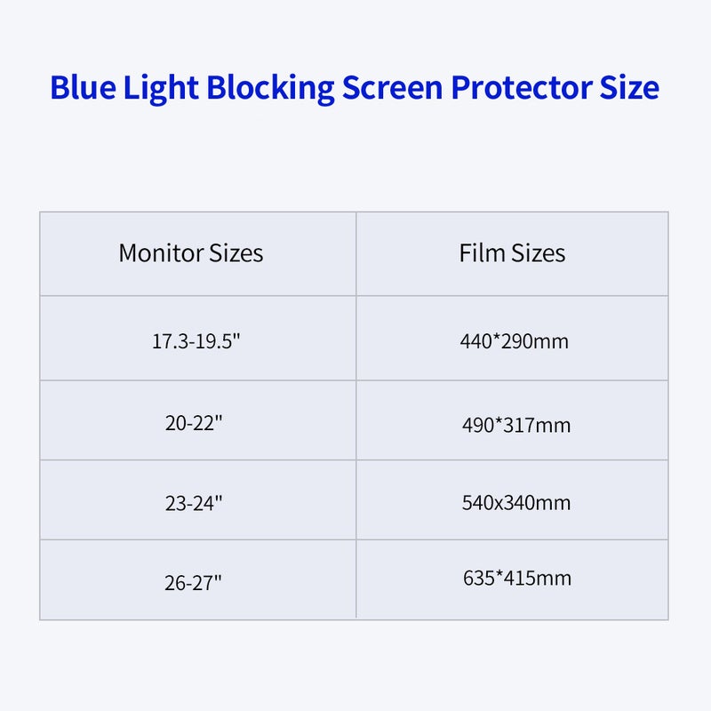 Blue Light Blocking Film 23-24" Removable & Reusable Screen Protector - High Transmittance Screen Film for Computer Monitor Users Prone to Eye Fatigue - Image 2