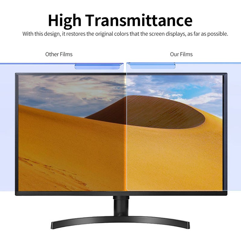 Blue Light Blocking Film 23-24" Removable & Reusable Screen Protector - High Transmittance Screen Film for Computer Monitor Users Prone to Eye Fatigue - Image 3