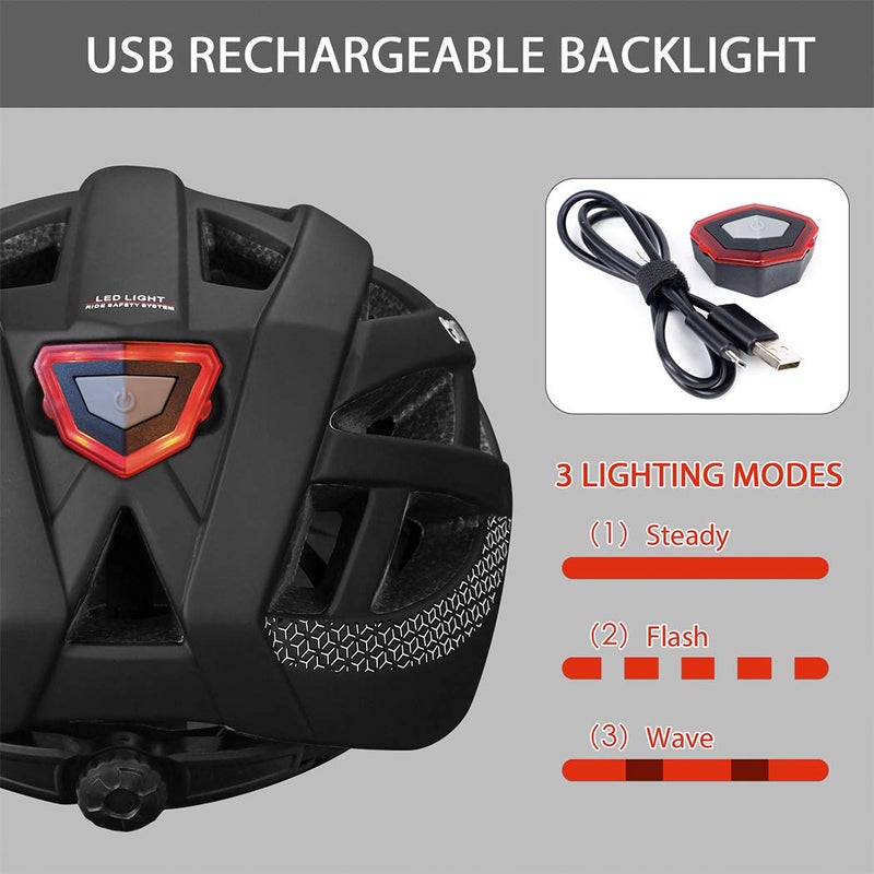 GROTTICO Adult-Men-Women Bike Helmet with Light - Mountain Road Bicycle Helmet with Replacement Pads & Detachable Visor - Image 4