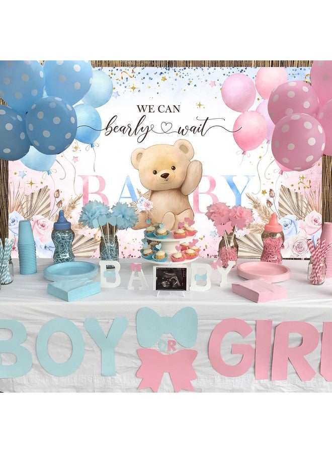 Avezano Boho Bear Gender Reveal Backdrop Banner Boho Floral We Can Bearly Wait Gender Reveal Decorations Pampas Grass He Or She Baby Shower Party Decor 70.8 X 43.3 Inch - Image 4