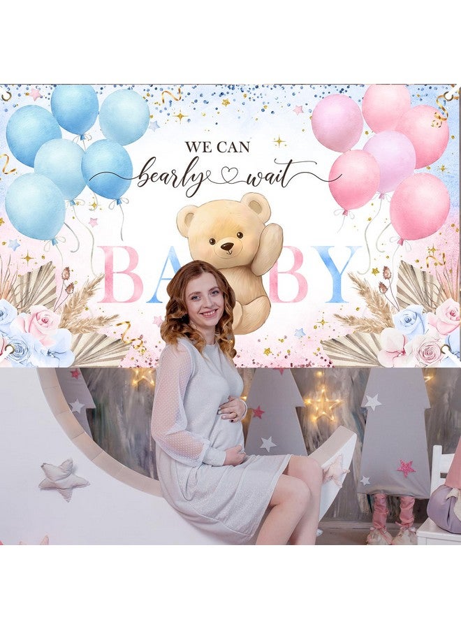 Avezano Boho Bear Gender Reveal Backdrop Banner Boho Floral We Can Bearly Wait Gender Reveal Decorations Pampas Grass He Or She Baby Shower Party Decor 70.8 X 43.3 Inch - Image 5