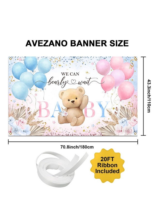Avezano Boho Bear Gender Reveal Backdrop Banner Boho Floral We Can Bearly Wait Gender Reveal Decorations Pampas Grass He Or She Baby Shower Party Decor 70.8 X 43.3 Inch - Image 2