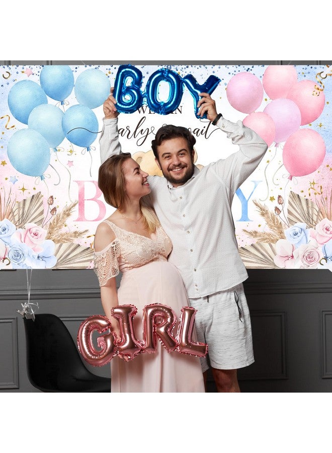 Avezano Boho Bear Gender Reveal Backdrop Banner Boho Floral We Can Bearly Wait Gender Reveal Decorations Pampas Grass He Or She Baby Shower Party Decor 70.8 X 43.3 Inch - Image 3