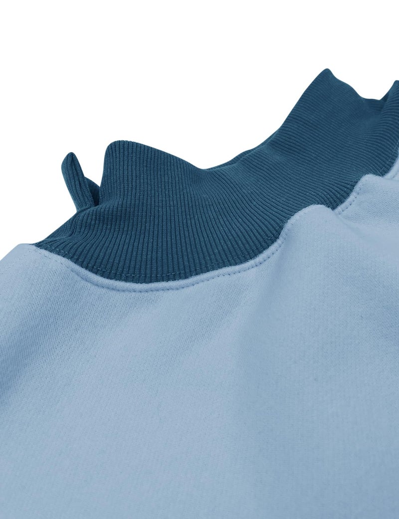 PRETTODAY Women's Oversized Sweatshirts Color Block Turtleneck Fleece Pullover Tops Long Sleeve Loose Fall Fashion Outfits Blue - Image 5