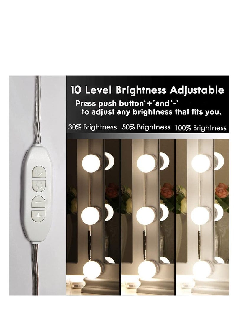 XiuWoo Hollywood LED Vanity Lights Strip Kit, with 10 Dimmable Light Bulbs, Makeup Light, 3 Color Modes, for Full Body Length Mirror Dressing Bathroom Wall - Image 4