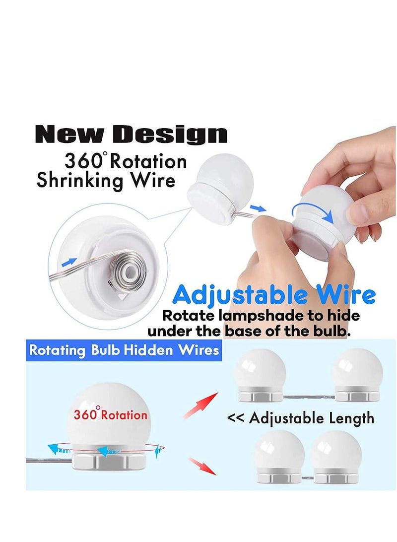 XiuWoo Hollywood LED Vanity Lights Strip Kit, with 10 Dimmable Light Bulbs, Makeup Light, 3 Color Modes, for Full Body Length Mirror Dressing Bathroom Wall - Image 2