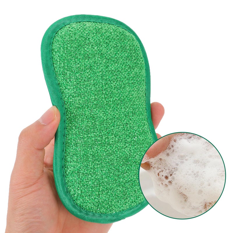 5pcs Dual Sided Microfiber Kitchen Scrub Sponges 2cm Thick Heavy Duty Eco Friendly Dishwashing Pads - Image 5